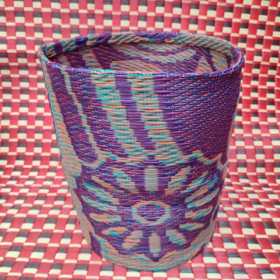 Treated basket - Size L - Violet and Blue