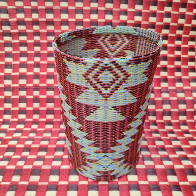 Treated basket - Size S - Red and Light Blue