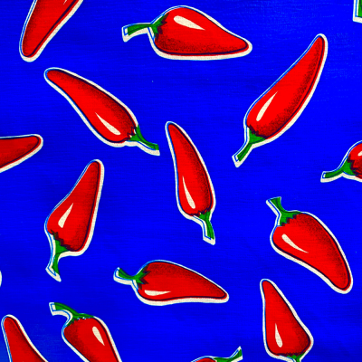 Oilcloth L120 to the Blue decimeter - Chilli pepper