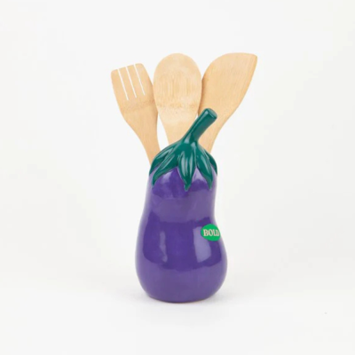 Pot of utensils - Eggplant