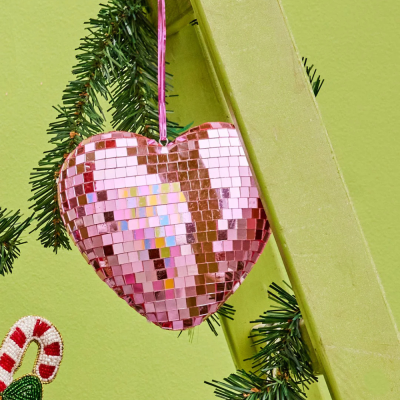 Disco Heart Shape Ball - Pink