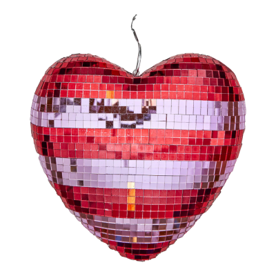 Boule Disco forme de coeur - Rose et rouge