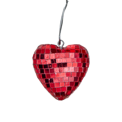 Boule Disco forme de coeur - Rouge