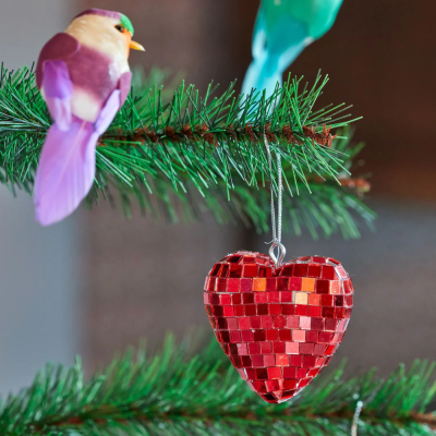 Boule Disco forme de coeur - Rouge