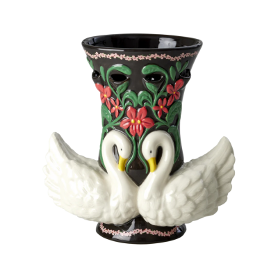 Swans Ceramic Vase - Brown