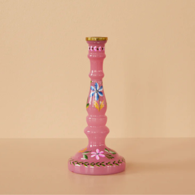 Glass candlestick - Pink