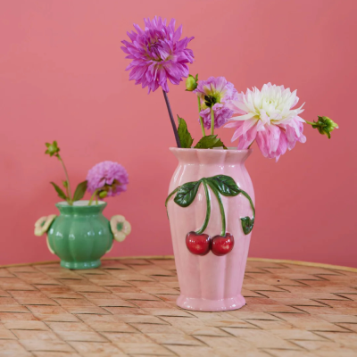 Ceramic vase - cherry - pink