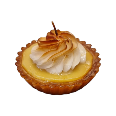 Bougie en forme de tartelette au citron meringuée