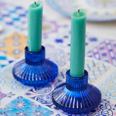 Geometric candlestick - Small - Cobalt