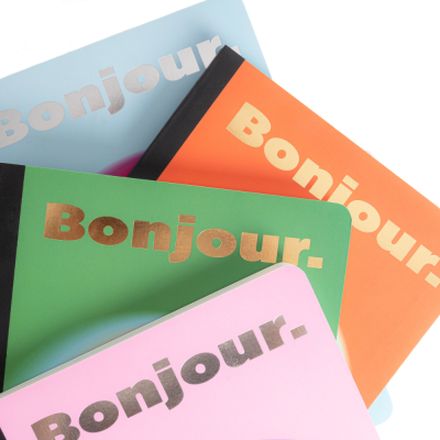 Carnet A5 - Bonjour - Bleu clair