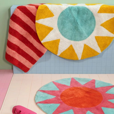 Bath mat - Round - Pink and Green
