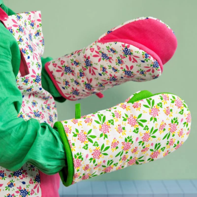 Gants pour le four - Fleurs roses