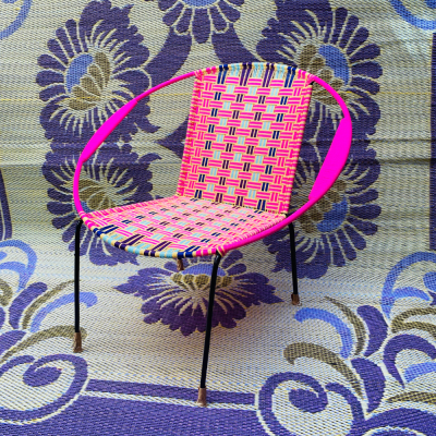 Chaise Ronde - Rose et Bleu - Rayures