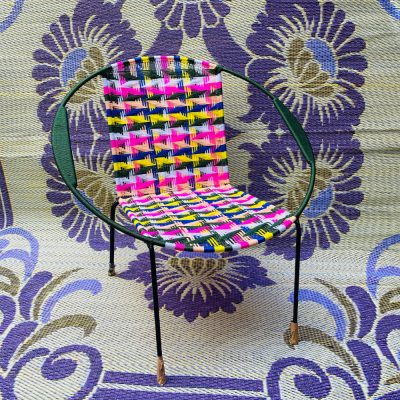 Chaise Ronde - Rose, Vert et Jaune - Motifs
