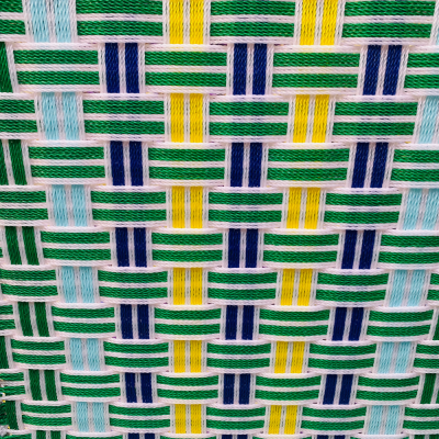 Chaise Ronde - Vert, Bleu et Jaune - Rayés