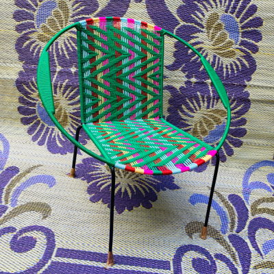 Chaise Ronde Basse - Vert et Rose