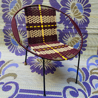 Chaise Ronde Basse - Brune et Jaune