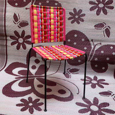 Silla derecha - Rosa, Rojo, Beige, Azul claro