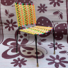 Silla recta - Azul claro, Beige, Rose