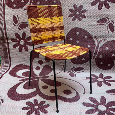 Silla recta - Marrón, beige, amarillo