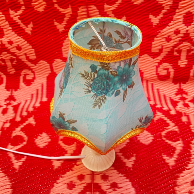 Pantalla india de lámpara - azul flor