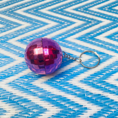 Porte-clef - Boule disco - Rose