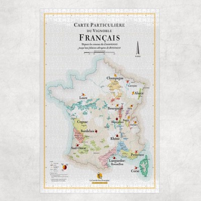 Puzzle - 1000 Pièces carte des vins de France 49 x 69 cm