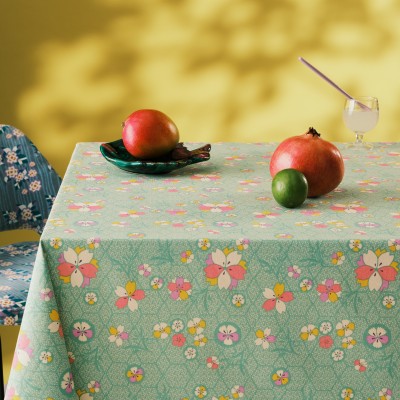 Tablecloth L Kobe Green 100% cotton - 250 x 140 cm