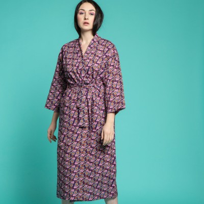 Long bathrobe - Oak Purple