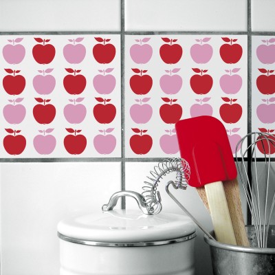 Stickers - 16 Pink Apple - Red