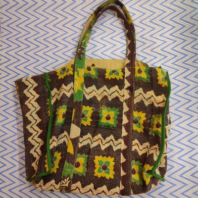 Market Bengale bag - 45x36cm - Brown/Beige Flowers