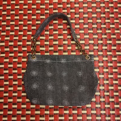 Bengale Shoulder Bag - 45x36cm - Black with polka dots