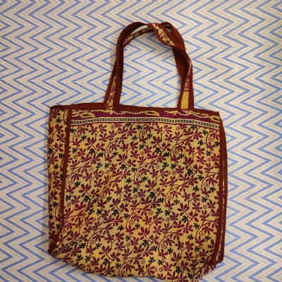 Sac Tote Bag Bengale - 80 x 35cm - Jaune/Rouge Feuilles