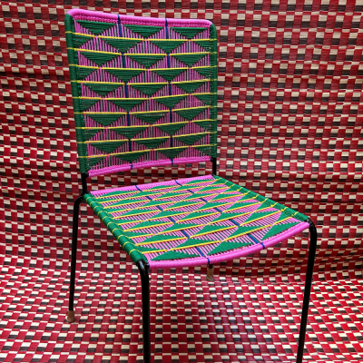 Chaise droite - Rose/Vert Triangle