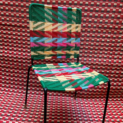 Straight chair - MuIti Green Zigzag 2