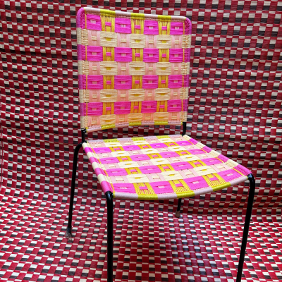 Straight chair - Pink/Yellow Check