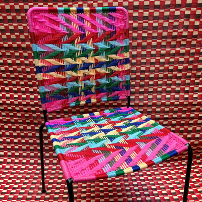 Straight chair - Multi Pink Zigzag