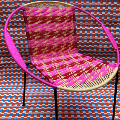 Round Chair - Yellow/Pink - Stripes