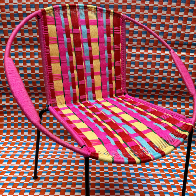 Round Chair - Yellow/Pink - Checks