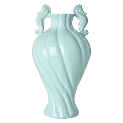 Large Seahorse Ceramic Vase - Mint