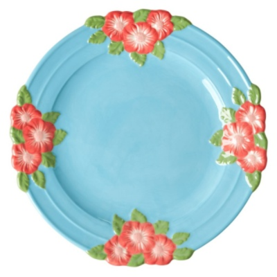 Round plate - Light blue with moldings
