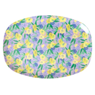 Rectangular plate - Purple - Flowers