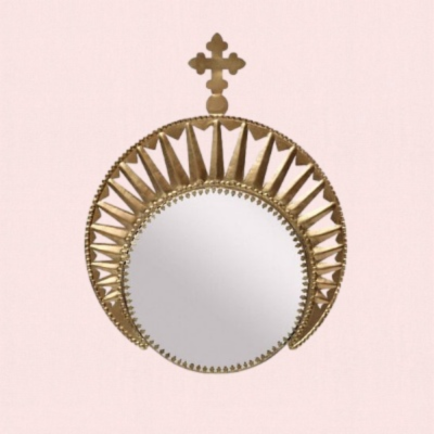 Espejo Corona - Patina de oro