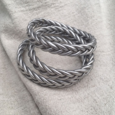 Buddhist bangle XS - Braided - Silver