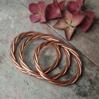 Buddhist bangle S - Twisted - Copper