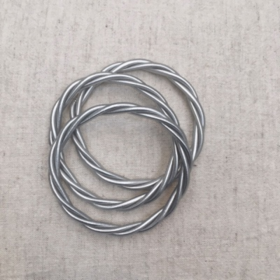 Buddhist bangle L - Twisted - Silver