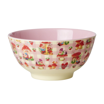 Medium Bowl - Pink - Love Therapy Gnome Print