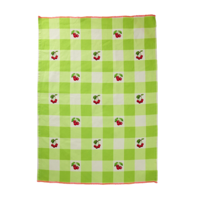 Tea towel - Green - Love Therapy Cherry Print