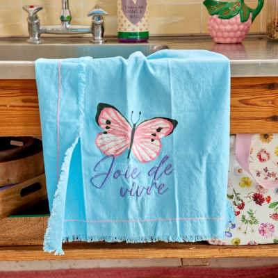 Tea towel - Blue - Butterfly Field Print