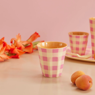 Medium Cup - Pink - Check It Out Print
